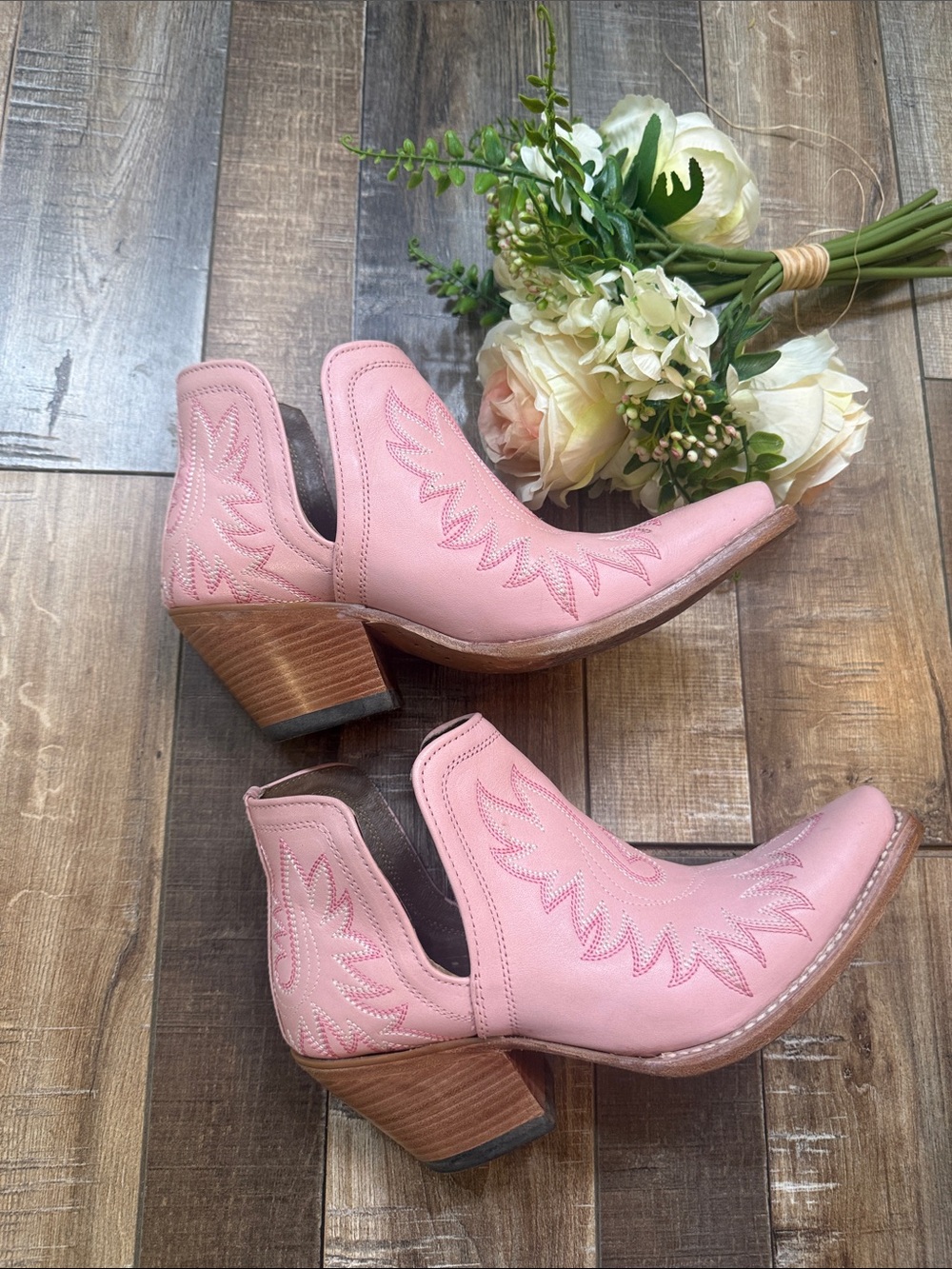 Ariat Pink Cutout Western Ankle Booties
